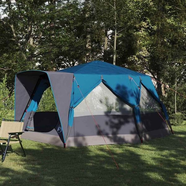 vidaXL Cabin Tent 7-Person so strechou Modrá 400 x 350 x 212 cm