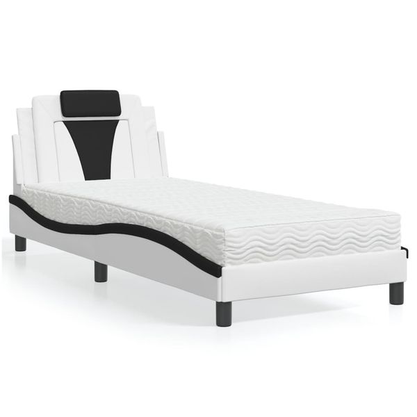 vidaXL Posteľ Viana s matracom bielo-čierna 80x200 cm umelá koža
