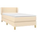vidaXL Posteľný rám boxsping s matracom krémový 90x200 cm látka