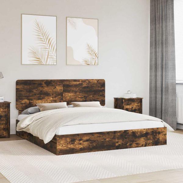 vidaXL Úložná posteľ Dymová dub 180 x 200 cm Kompozitné drevo