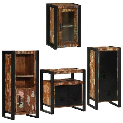 vidaXL Sada kúpeľňového nábytku 4 pcs Masívne recyklované drevo