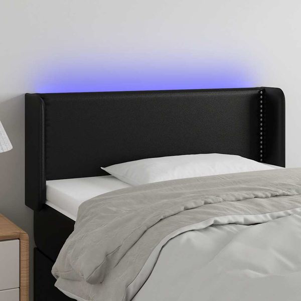 vidaXL Čelo postele s LED čierne 93x16x78/88 cm umelá koža