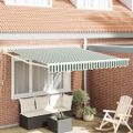 vidaXL Sklopná markíza Zelená a biela 350 x 250 cm