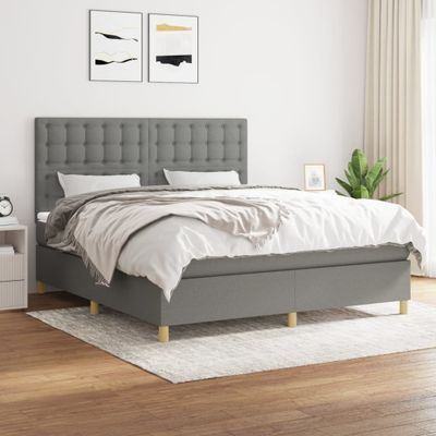 vidaXL Boxspring posteľ s matracom tmavosivá 180x200 cm látka