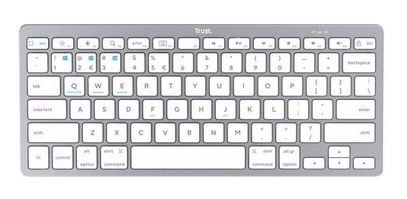 TRUST/Bezdrôtová Bluetooth/ CZ- SK layout/Strieborná