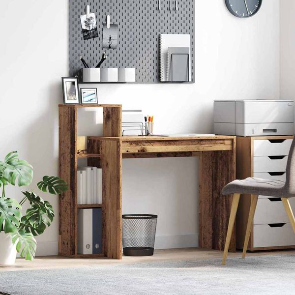 vidaXL Stôl s poličkou Staré drevo 100 x 40 x 90 cm Kompozitné drevo