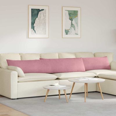 vidaXL Vankúše na pohovku 2 pcs Ružová 200 x 40 cm Kordúrová tkanina