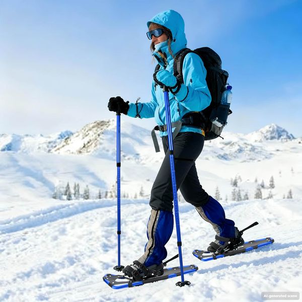 vidaXL 3 v 1 snežnice s turistickými palicami Modrá a čierna