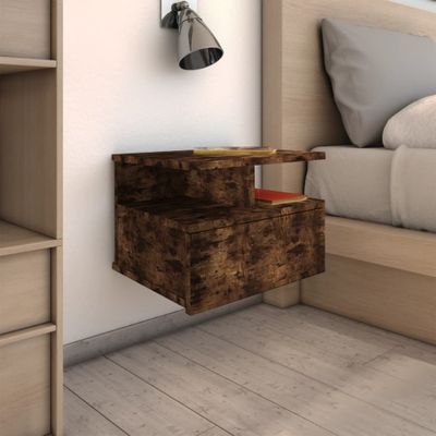 vidaXL Nástenné nočné stolíky 2 ks dymový dub 40x31x27 cm sprac.drevo