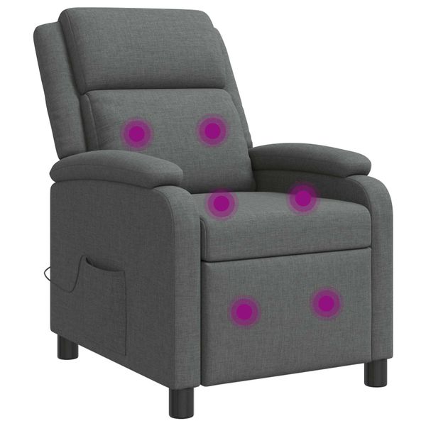 vidaXL Masážne relaxačné kreslo Tmavosivá Látka