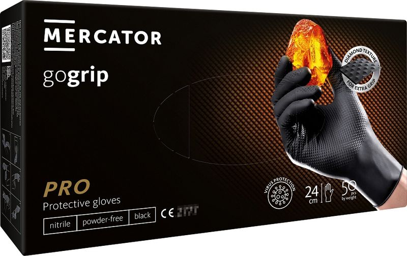 Nitrilové rukavice GoGrip čierne veľ. XL, 50 ks