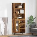 vidaXL Highboard Staré drevo 69,5 x 34 x 180 cm Kompozitné drevo
