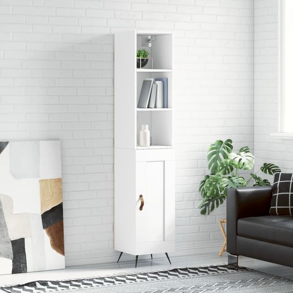 vidaXL Vysoká skrinka biela 34,5x34x180 cm spracované drevo