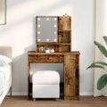 vidaXL toaletný stolík s LED Old Wood 86,5x35x136 cm