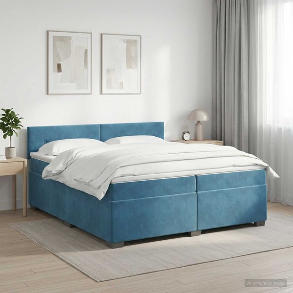 vidaXL Posteľ boxspring s matracom Tmavomodrá 200 x 200 cm Zamat