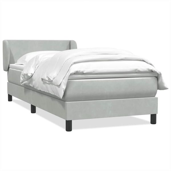 vidaXL Posteľný rám boxsping s matracom bledosivý 90x220 cm zamat
