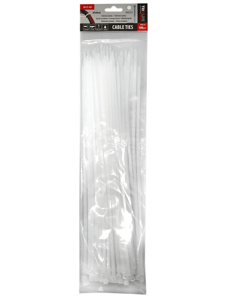 Sťahovacie pásky TR CT-107 370x4,8mm, biele TRIXLINE, 100ks