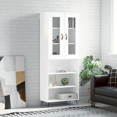 vidaXL Vysoká skrinka lesklá biela 69,5x34x180 cm spracované drevo