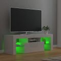vidaXL TV skrinka s LED svetlami lesklá biela 120x35x40 cm