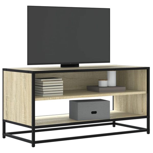 vidaXL TV skrinka dub sonoma 91x40x46 cm kompozitné drevo a kov