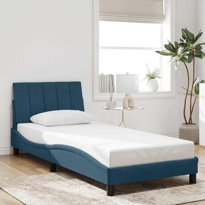 vidaXL Rám postele bez matraca Hanko modrý 90x200 cm zamat