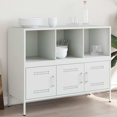 vidaXL Komoda bela 100,5x39x79 cm oceľ