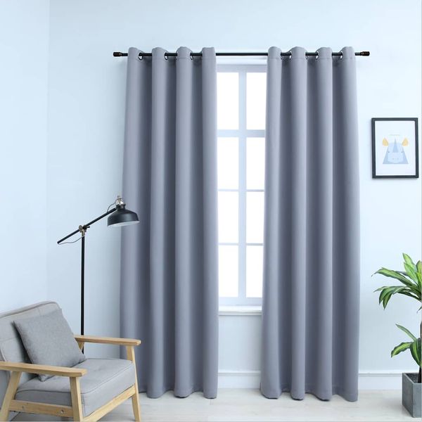 vidaXL Zatemňovacie závesy s kovovými očkami 2 ks, sivé 140x175 cm