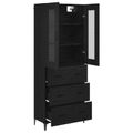 vidaXL Highboard Čierny dub 69,5 x 34 x 180 cm Kompozitné drevo