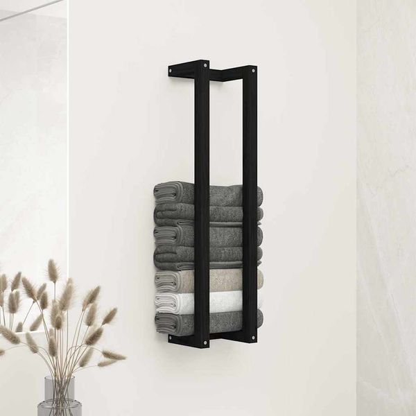 vidaXL Stojan na uteráky čierny 23x18x90 cm masívna borovica