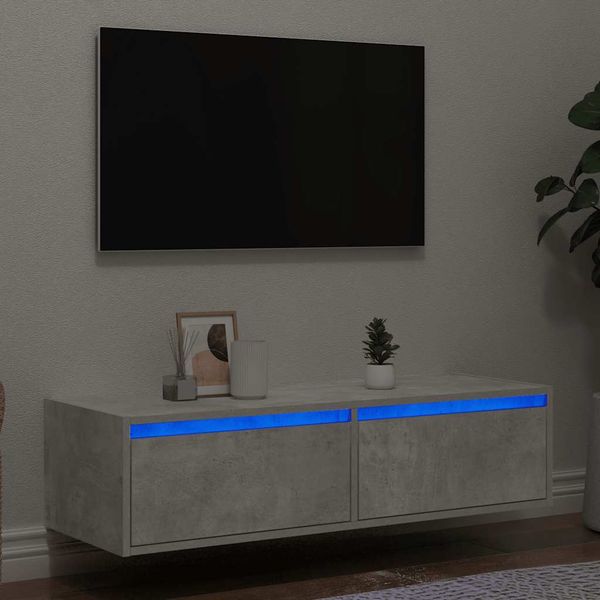 vidaXL TV skrinka s LED svetlami betónovo sivá 100X35,5x25 cm