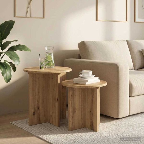 vidaXL Sada príručných stolíkov 2 pcs Dub artisan Konštruované drevo