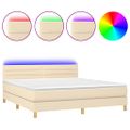 vidaXL Posteľ boxsping s matracom a LED krémová 160x200 cm látka