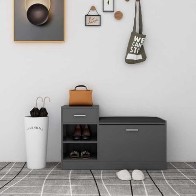 vidaXL Lavica na topánky sivá 94,5x31x57 cm kompozitné drevo
