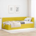 vidaXL Rohový rám postele s čelnou doskou Žltá 100 cm x 200 cm Zamat