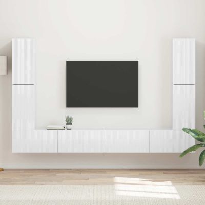 vidaXL Zostava TV skriniek 8 pcs Vysoký lesk bielej Kompozitné drevo