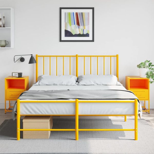 vidaXL Nočné stolíky 2 ks horčicovo-žlté 36x39x60,5 cm oceľ