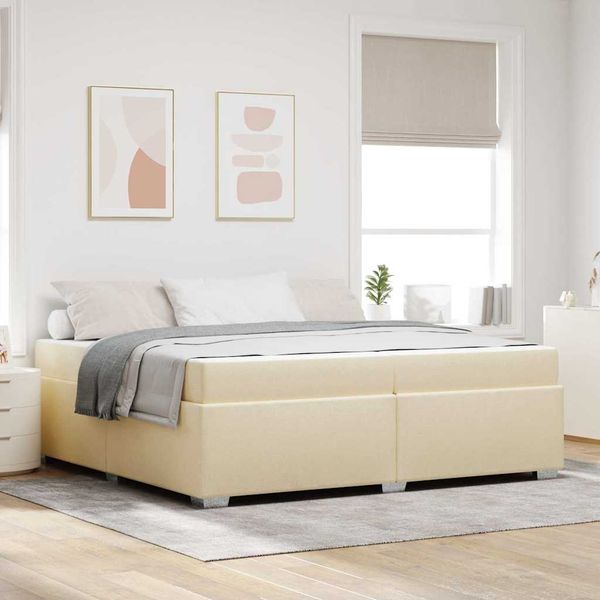 vidaXL Rám postele s matracmi Krémová 200 x 200 cm látka