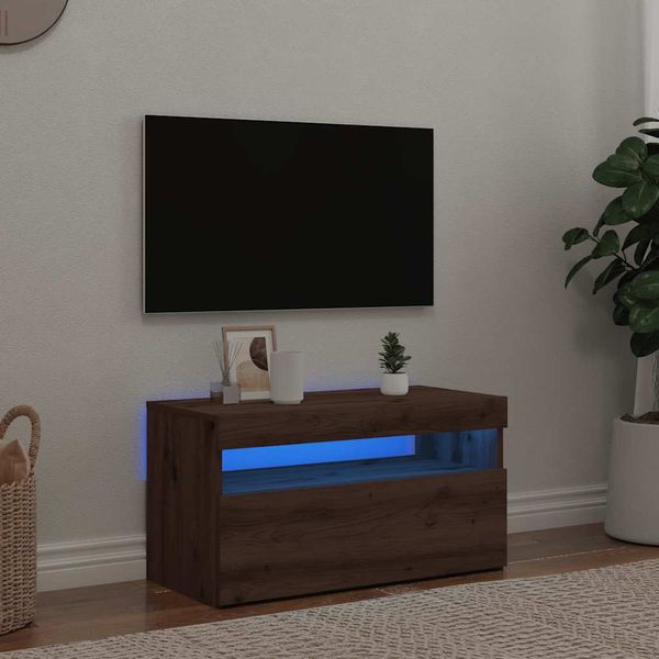 vidaXL TV skrinka s LED dub artisan 75x35x40 cm kompozitné drevo