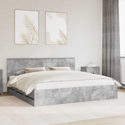 vidaXL Rám postele Betónová šedá 200 x 200 cm Inžinierske drevo