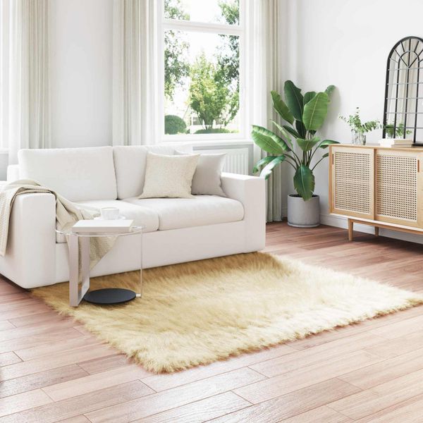 vidaXL Koberec z umelého ovčieho kožucha TAFALLA Krémová 160 x 160 cm