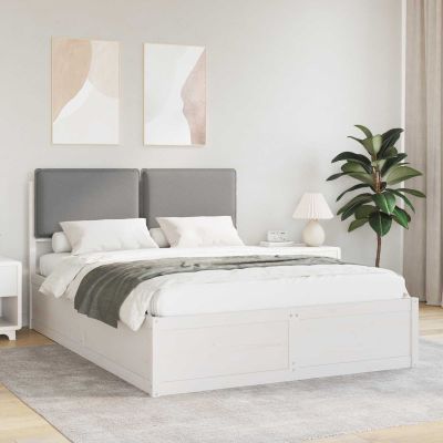 vidaXL Rám postele s čalúneným čelom Svetlosivá 160 x 200 cm