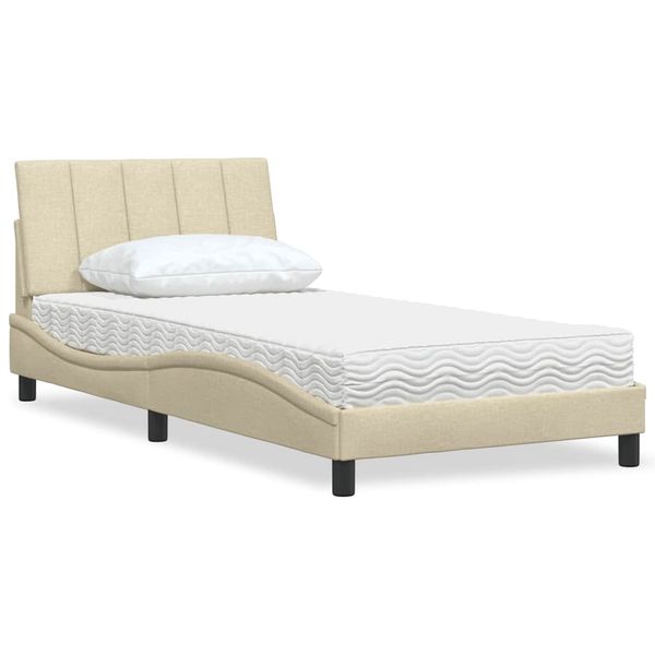 vidaXL Posteľ s matracom Hanko krémová 100x200 cm látka