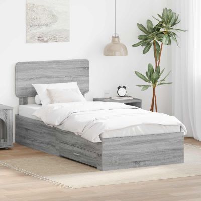 vidaXL Rám postele Sivý Sonoma 90 x 200 cm Kompozitné drevo
