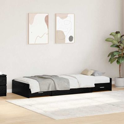 vidaXL Rám postele so zásuvkou Čierny dub 80 x 200 cm Kompozitné drevo