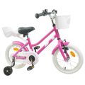 vidaXL Detské Kolo 14 Palcov pre deti vo veku 3-5 rokov Tmavo ružová