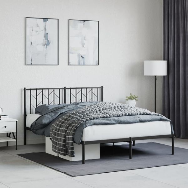 vidaXL Kovový rám postele s čelom čierny 135x190 cm