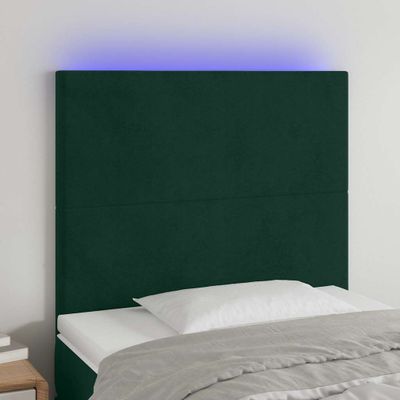 vidaXL Čelo postele s LED tmavozelené 90x5x118/128 cm zamat