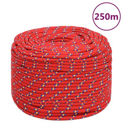 vidaXL Lodné lano červené 8 mm 250 m polypropylén