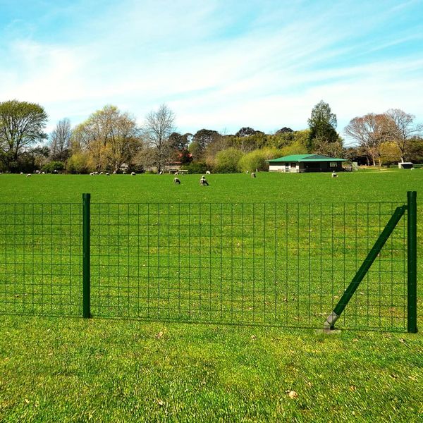 vidaXL Euro plot, oceľ 10x1,5 m, zelený