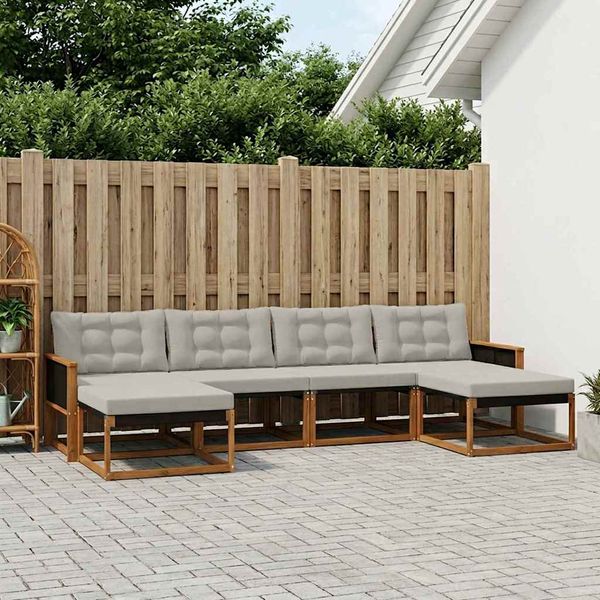 vidaXL Záhradná súprava gaučov s vankúšom 6 pcs Prírodná a svetlosivá